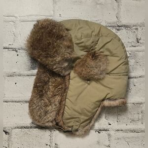 Northern Vibe Rabbit Fur Trapper Hat Khaki Nylon L
